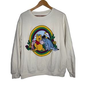 Disney Winnie the Pooh Off-White‎ Chenille Patch Graphic Sweatshirt Women's XL